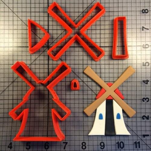 Dutch Windmill Cookie Cutting Kitchen Baking Supplies Cake Icing Decoration Tool Set 3D Printed Custom Seal