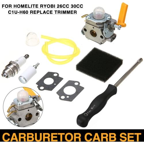 1set Carburetor Carb Kit Replacement For Homelite Ryobi 26cc 30cc C1U-H60 Trimmer and Brushcutter