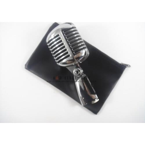 Silver Metal 55SH II Cardioid Dynamic Microphone Vocal Classical Vintage Style Karaoke Microphone for Shure 55SH Series Mi