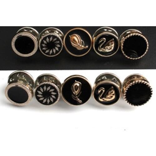 Button Brooch 2021 High-end Fashion Nail-free Anti-light Adjustable Concealed Buttons Metal Free-seam Shirt Small Fragrant