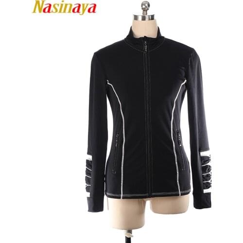 Figure Skating Jacket Zippered Tops for Girl Women Training Ice Skating short Fleece Gymnastics bowknot