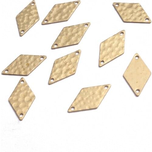 100pcs 15x8mm Hammered Brass Rhombus Mini Charms Connector For Handmade Bracelets Earrings Jewelry Findings Making Supplies