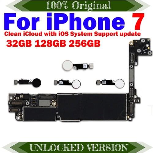 Factory Unlock Original Motherboard For iPhone 7 4.7inch No Not ID Touch ID Mainboard IOS Installed Logic Board 32GB/128GB/256GB