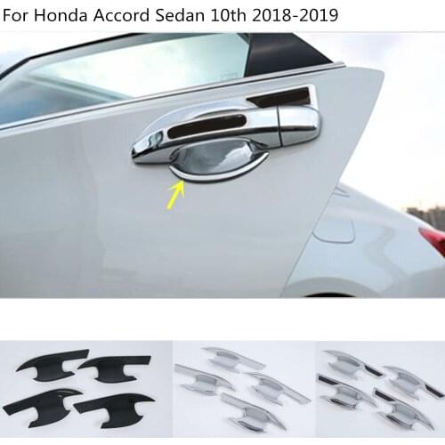 Car Body Stick Frame Trim ABS Chrome/Carbon Fibre Door Bowl Panel Armrest 4pcs For Honda Accord Sedan 10th 2018 2019 2020 2021
