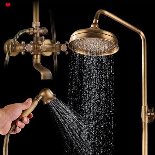 Wall Mounted Shower Faucet Set Rain Brass 8" Shower Faucet Bathtub Faucet Bathroom Faucet Hand Shower Spout Bathtub Faucet