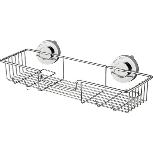 Bathroom Wall Mounted Storage Rack Stainless Steel Shower Hanging Basket Shampoo Holder Kitchen Seasoning Shelf with Suction Cup