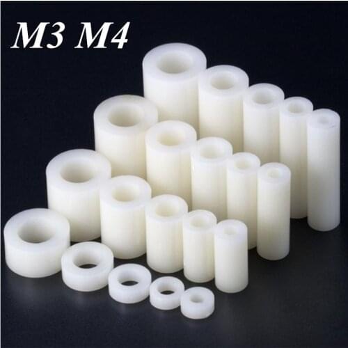 100pcs M3 M4 Nylon spacer ouble-pass standoff Non-Threaded Through column Plastic Washer for PC board Hollow isolation support