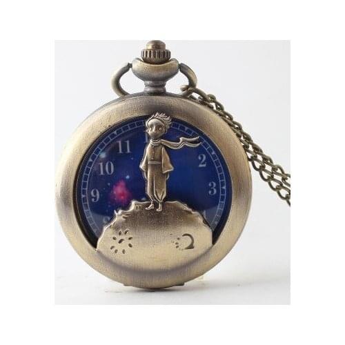 Wholesale 10 PCS/lot Star prince Bronze gray antique woman and men Necklace pocket watches gift