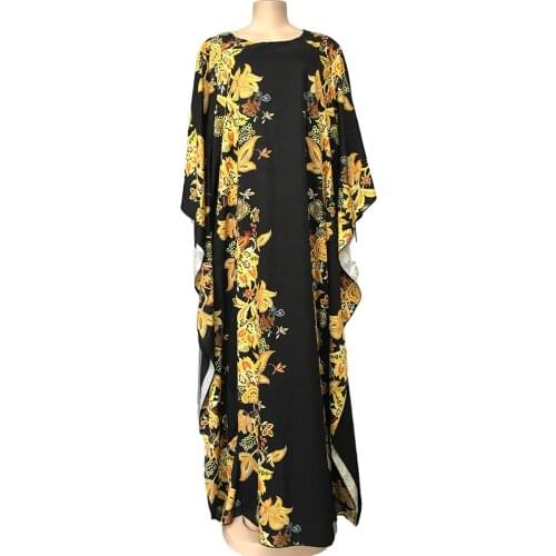 2020 Autumn Flower Print Africa Clothing Muslim Long Maxi Dress High Quality Fashion Dress For Lady African Dresses For Women
