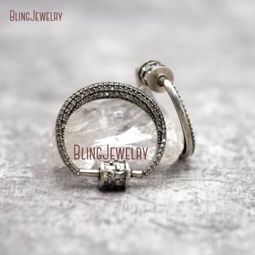 Oval Rose Gold Silver Gun black Clasp CZ Micro Pave Screw Clasp Lock Carabiner Pave Lock 26x25mm FC29347