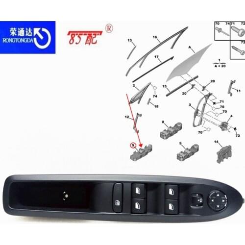 Window regulator switch OEM 98068844ZD For Citroen C4L left front window regulator switch assembly