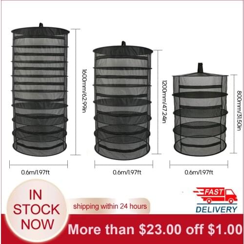 Hanging Basket 4/6/8 Layers with Zipper Folding Dry Rack Herb Drying Net Dryer Bag Mesh For Herbs Flowers Buds Plants