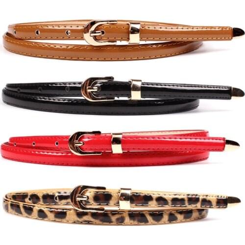 Solid Color Belt Metal Buckle Thin Casual Belts For Women Leather Belt Lady Girls Straps Waistband