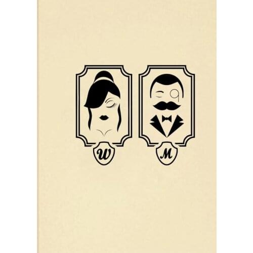 Retro Men And Women Toilet Door Sticker DIY Vinyl Decorative Decals 2WS0106