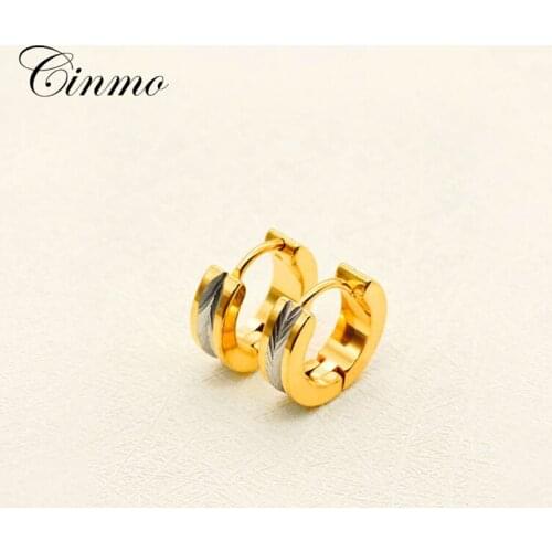 Cinmo Stainless Steel Piercing Earrings Exquisite Pattern Cute Round Stud Earrings For Men Women Wholesale Party Ear Jewelry