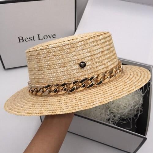 Spring summer new straw hat for women female fashion flat brim hat contracted sun hat flat beach hat