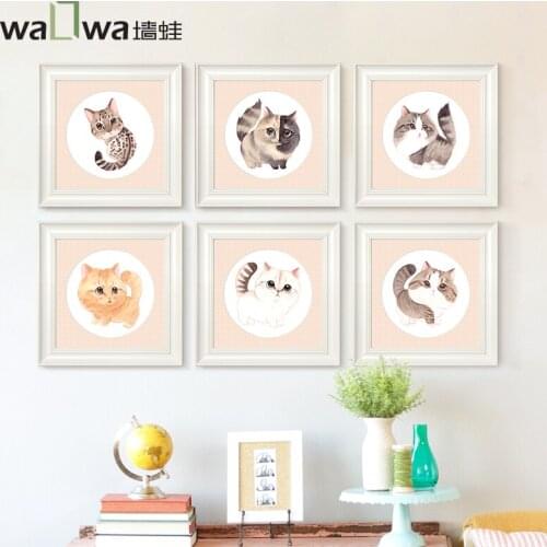 Frog Miao Xingqiu modern simple childrens room wall decoration painting murals to warm the bedroom healing a box draw cat G