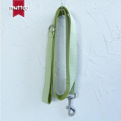 MUTTCO unique design fashionable bow tie handmade dog leash LIME TINY PLAID dog leash 5 sizes UDL106