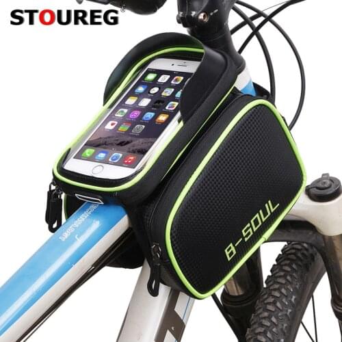Touch Screen Bicycle Bag Bike Phone Bag,Double Pouch Cycling Bag for Bicycle Front Bag Waterproof Bicycle Bag Accessory