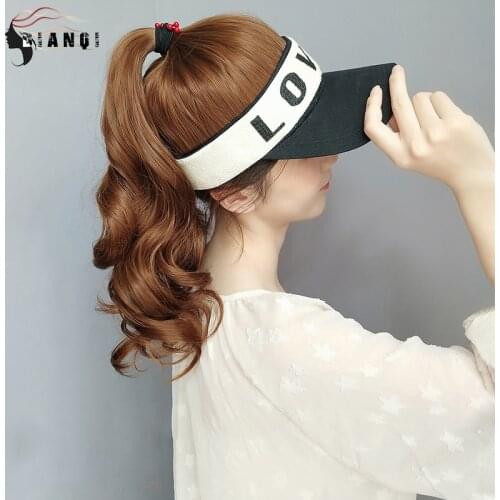 DIANQI chic hat wig can shade light synthetic long wavy hair wig big wavy with easy to wear wigs for women