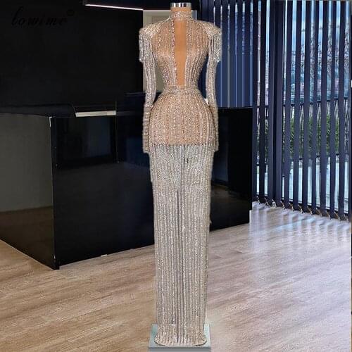 2021 Luxury Beading Evening Dresses Long Sleeves Formal Evening Gowns Mermaid Celebrity Dresses For Women вечернее платье