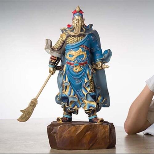 2021 HOME shop Entrance hall Geomantic omen statue God of wealth LUCK patron saint GUAN GONG FENG SHUI color copper ART statue