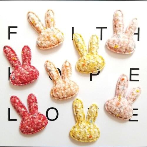 30Pcs/Lot 4*2.7cm Little Fragrance Rabbit Padded Appliques For Craft Clothes Sewing Supplies DIY Hair Clip Accessories