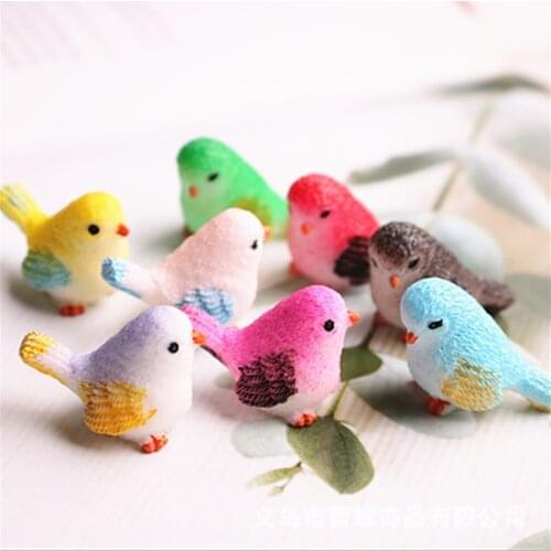 8pcs/lot Cute Multicolor 3D Little Parrot Bird For Necklace Keychain Pendant DIY Making Accessories