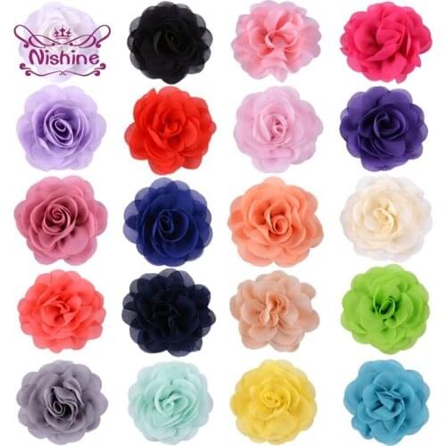 8pcs/lot Solid Color Chiffon Flower for DIY Gifts Box Wedding Car Home Decoration Bridal Accessories Handmade Crafts Materials