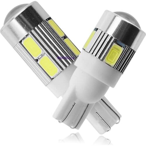 1x Car T10 LED Bulb 6 SMD 12V White 6500K W5W LED Signal Light 10 SMD Auto Interior Wedge Side License Plate Lamps 5W5 194 168