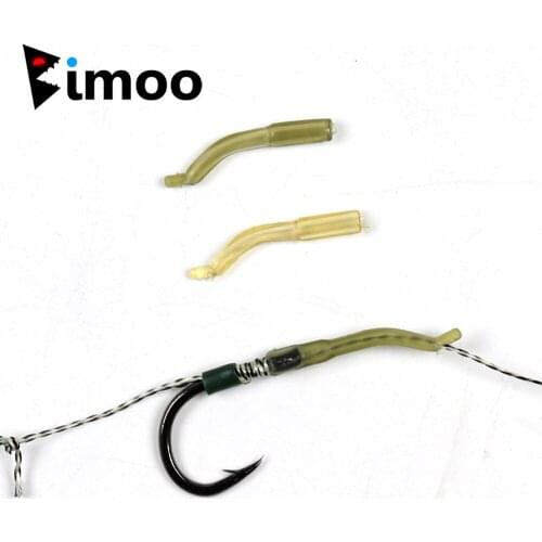 Bimoo 10pcs Carp Fishing Accessories Rubber Hook Sleeve Line Aligner Camouflage Color Terminal Fishing Tackle Hair Rig Swivel