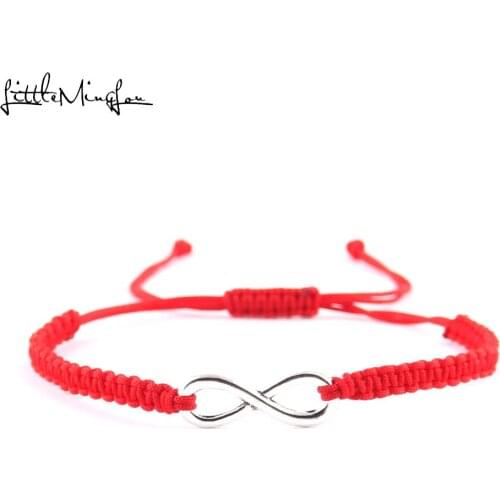 Little MingLou Tibetan Buddhist Lucky infinity Charm Bracelets & Bangles For Women Handmade braided Red Rope Budda Bracelet