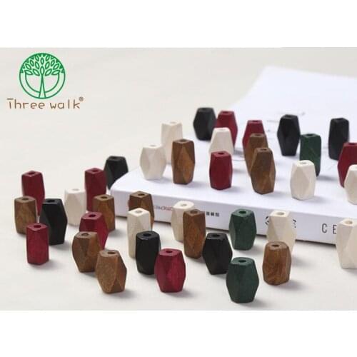 50pcs beads - Mixed Color Faceted Geometric Wood Beads 10*20mm - DIY Necklace,Earrings Jewelry Supply