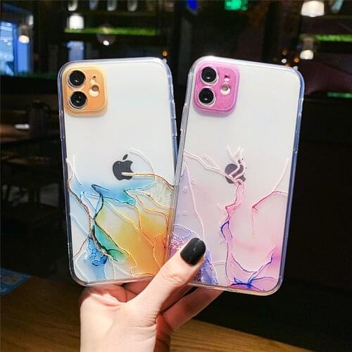 Vintage Colorful Crack Phone Case For iPhone 12 11 Pro Max XR XS Max MINI 7 8 6S Plus X SE 2020 Soft IMD Clear Back Cover Coque