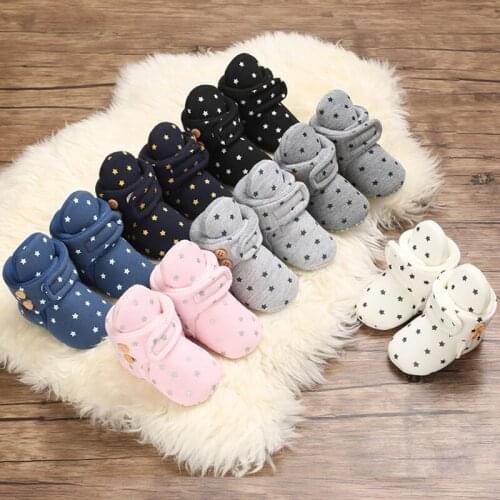 Baby Winter Cute Shoes for Girls Walk Boots for Boys Star Ankle Kids Shoes Toddlers Comfort Soft Newborns Warm Knitted Booties