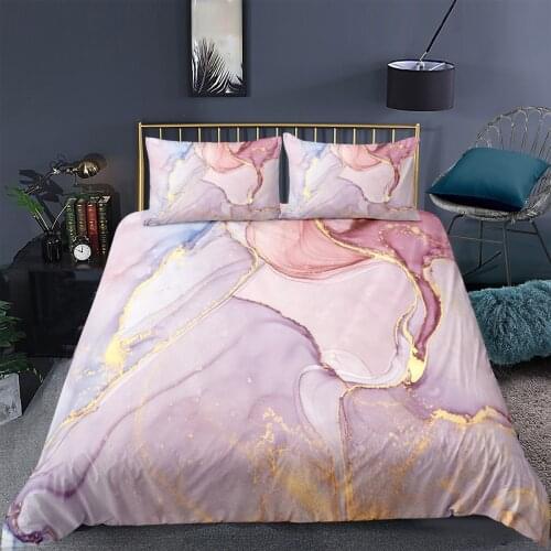 Purple Marble Gilt Printed Duvet Cover Set With Pillowcase Quilt Cover Adult Home Textiles For Bedroom Colorful Bedding Set