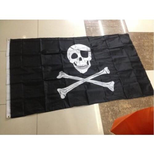 Pirate Flags Skull and Crossbones Jolly Roger Pirate Flags Party Banner Hanging w/ Grommets 5x3FT Advertising Flags