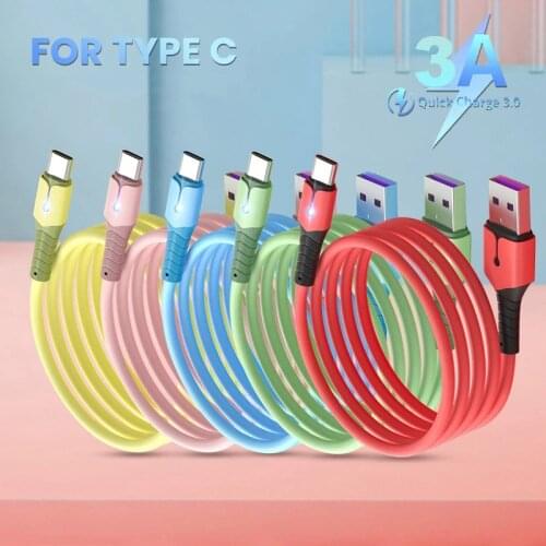 Type C 3A Fast Charging Cord Phone Charger Data Cable for Xiaomi Samsung Huawei Liquid Silicone Micro Usb Cable Data Line 1M