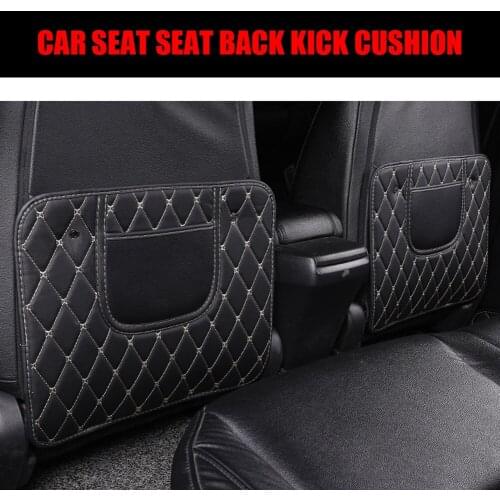 Leather Car Kick Mat with Phone Storage Pocket Auto Seat Back Outdoor Anti-resistance Repairing Parts Protector Cover