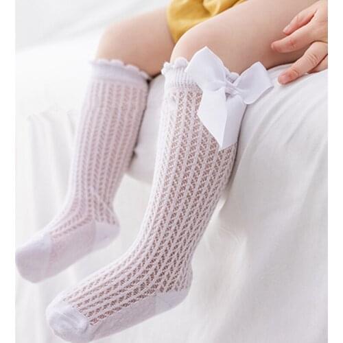 2021 Summer Baby Girls Socks Toddler Baby Bow Cotton Mesh Breathable White Socks Newborn Infant Girl Socks For 0-3 Years
