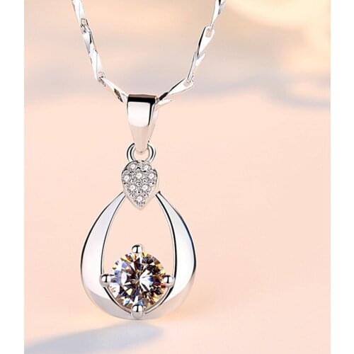 Hot Sale Trendy Fine Jewelry Water Drop Necklaces For Women Anniversary Gift Genuine Silver 925 Jewelry Pendant Necklace