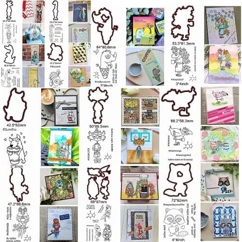 Metal Cutting Dies Match Clear Silicone Stamps Animals Deer Bee Girl Alphabet Words Diy Scrapbook Craft Decorate Cards Album Hot