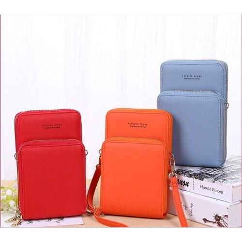 New style PU leather zipper mini mobile phone bag ladies shoulder bag messenger mobile phone bag card bag small handbag female