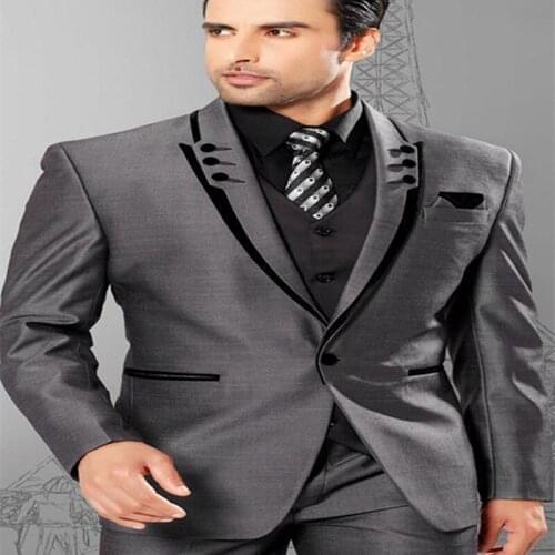 TPSAADE Mens Suits Peak Lapel Tuxedo Men Fit Wedding Men Slim Grey Groomsman Clothes One Button Mens 3 Set winter jacket men