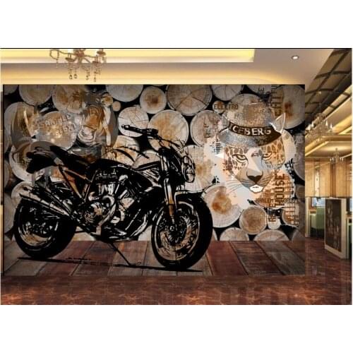 Custom photo mural 3d wallpaper Wood background 3D motorcycle graffiti tooling living room home decor wallpaper for walls 3 d