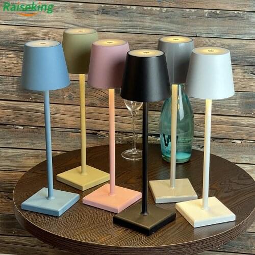 Touch dimming Aluminium LED cordless table lamp with USB rechargeable battery for Restaurant hotel ktv bar dinning room