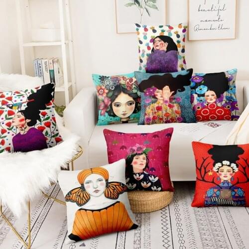 Classical Girls Painting Pillowcase Humanities And Art Velvet Cushion Decorative Pillows Home Decor Sofa Throw Pillow 45*45