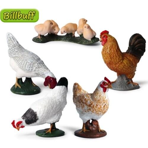 New Simulation Farm Mini Chicken Action Figures Miniature Cognition Collection Model Learning Educational Toy for Children Gift