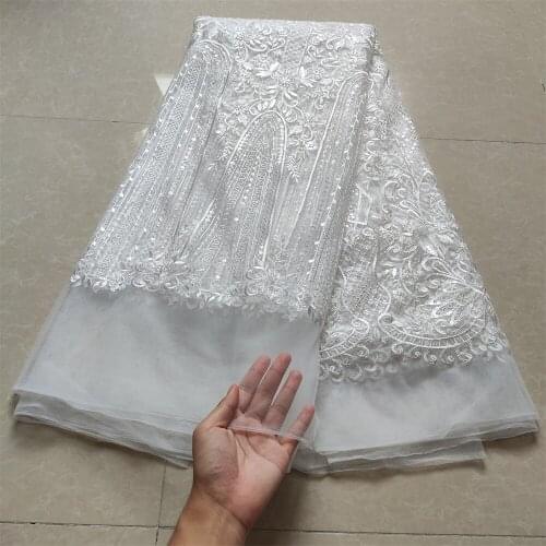 Latest French Tulle Lace Fabric Sequins 3D Emroiderey African Mesh Lace Fabric High Quality Sequins Lace For Wedding JYN313
