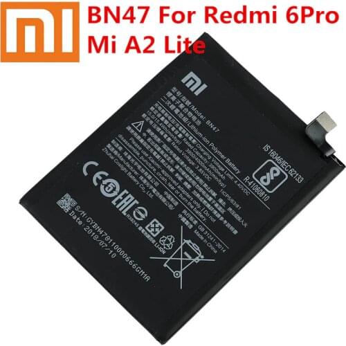 Original Xiaomi Redmi 6 Pro Battery BN47 4000mAh for Xiaomi Redmi 6Pro / Mi A2 Lite High Quality BN47 Replacement Phone Battery
